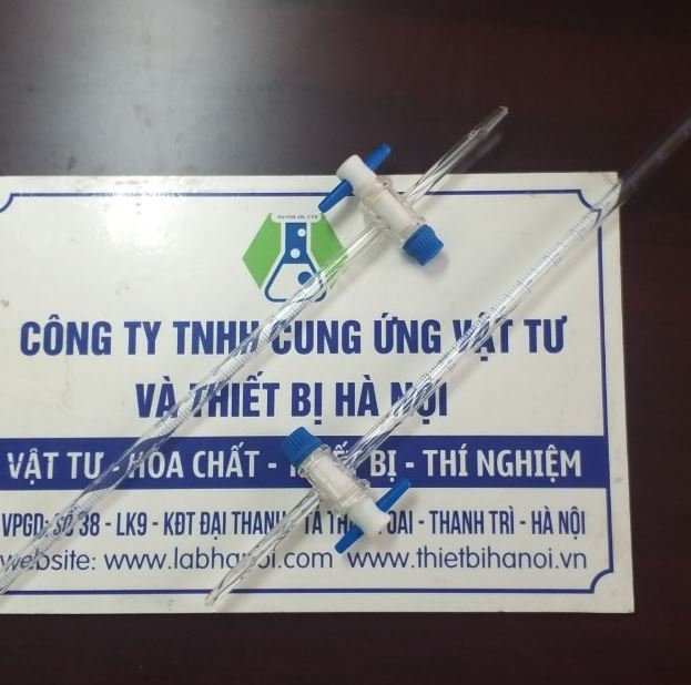 Burette trắng 10ml, khóa nhựa PTFE, hãng Biohall