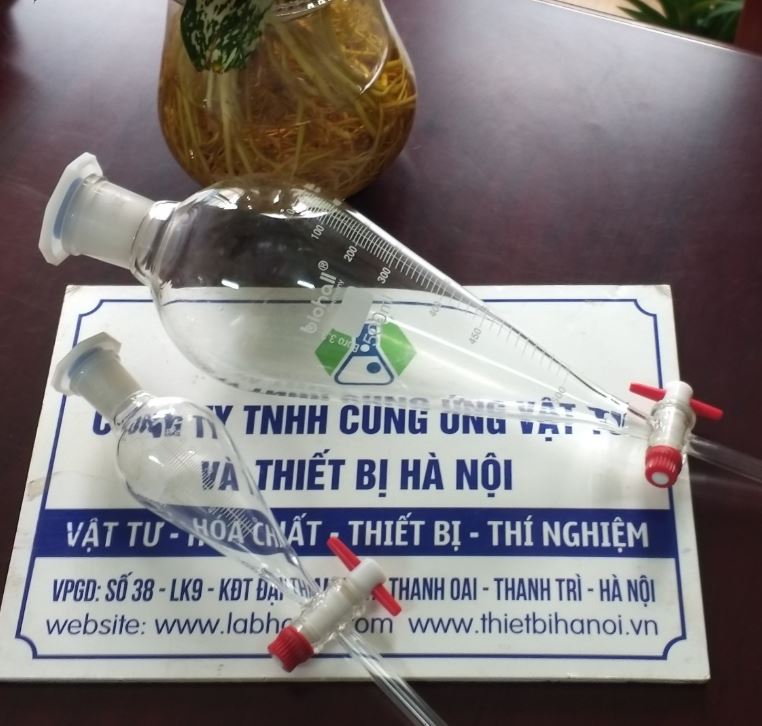 Bình lắng gạn 1000ml có chia vạch, khóa nhựa PTFE, hãng Biohall