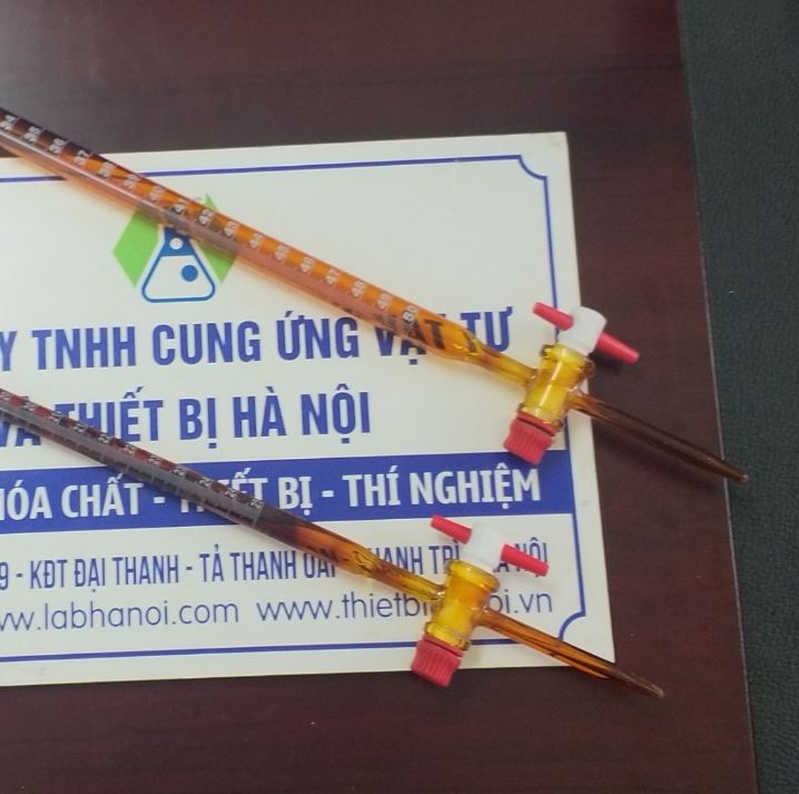 Burette nâu 100ml, khóa nhựa PTFE, hãng Biohall