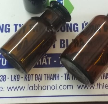 Chai thủy tinh nâu 250ml nút mài miệng rộng, hãng Onelab