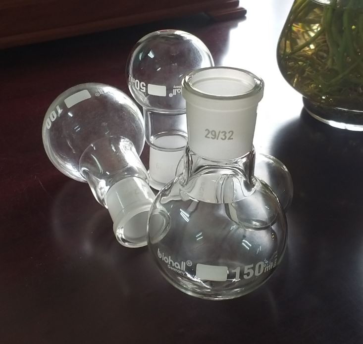 Bình cầu đáy tròn 150ml cổ nhám 24/29, hãng Biohall