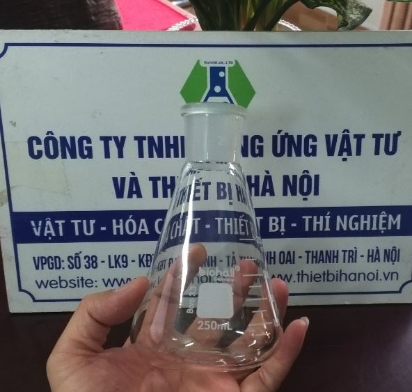 Bình tam giác thủy tinh 250ml cổ nhám 19/26, hãng Biohall-Germany