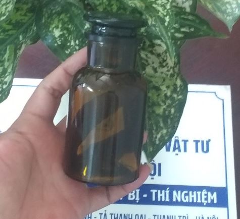 Chai thủy tinh nâu 1000ml nút mài miệng rộng, hãng Onelab
