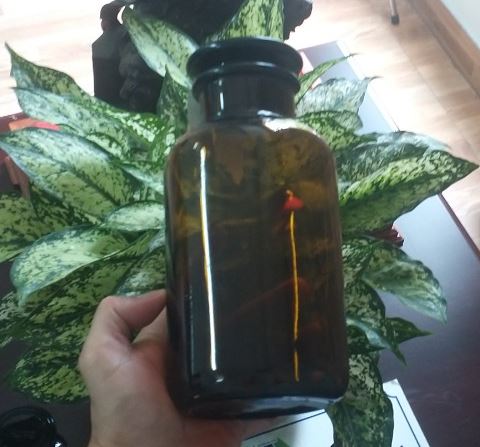 Chai thủy tinh nâu 20000ml nút mài miệng rộng, hãng Onelab