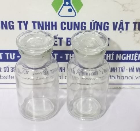 Chai thủy tinh trắng nút mài miệng rộng 250ml, hãng Onelab