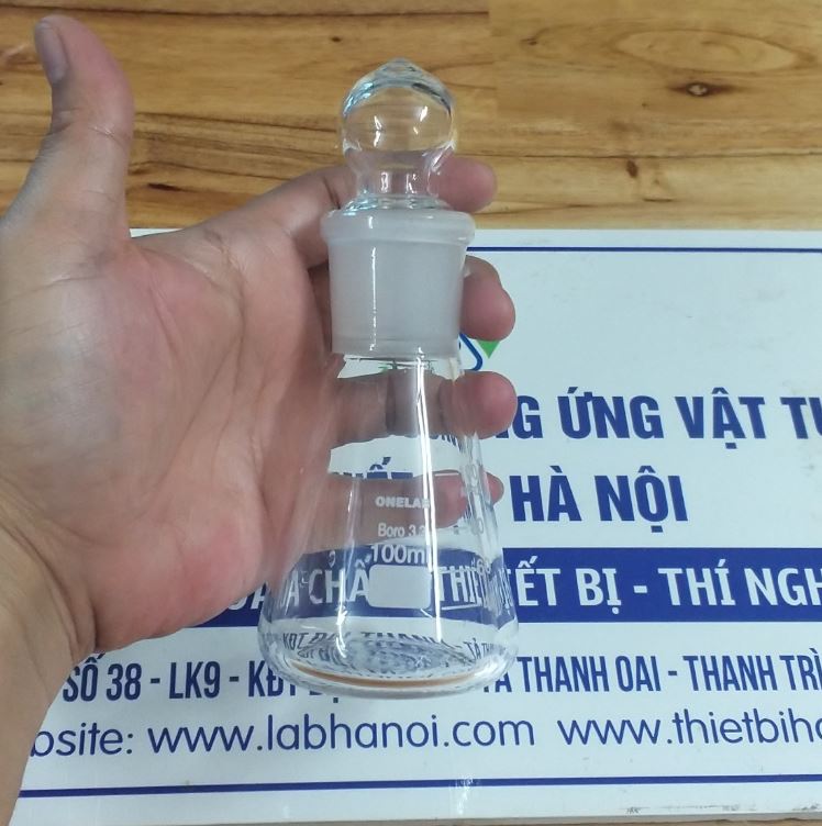 Bình tam giác 100ml có nhám 29/32, nút thủy tinh, hãng Onelab
