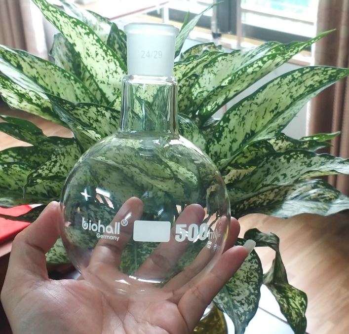 Bình cầu đáy tròn 500ml cổ nhám 24/29, hãng Biohall