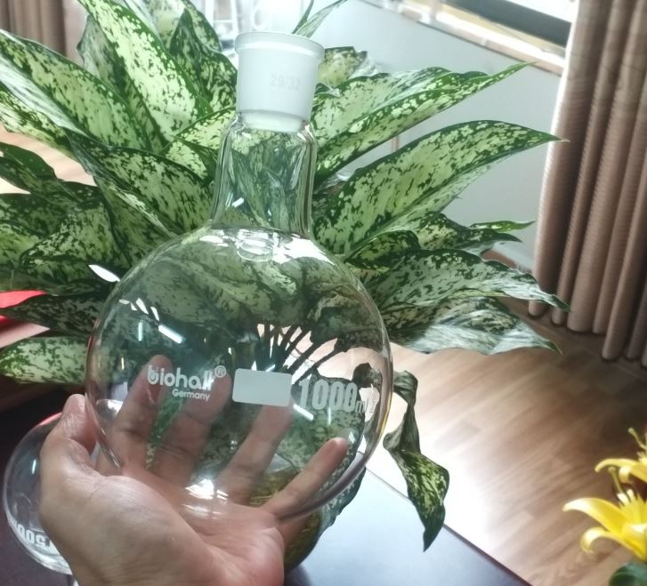 Bình cầu đáy tròn 1000ml cổ nhám 24/29, hãng Biohall