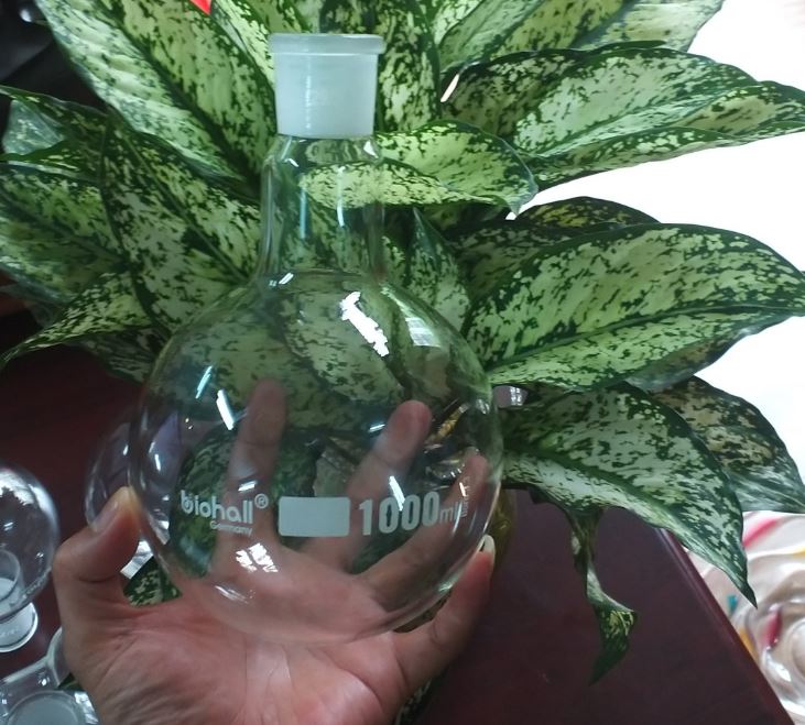 Bình cầu đáy tròn 1000ml cổ nhám 34/35, hãng Biohall