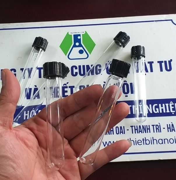 Ống nghiệm có nắp vặn đen 25 x 200mm, hãng Biohall