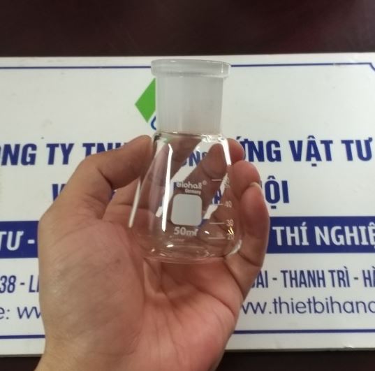 Bình tam giác thủy tinh 50ml cổ nhám 14/23, hãng Biohall-Germany