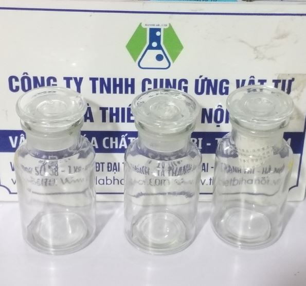 Chai thủy tinh trắng 1000ml nút mài miệng rộng đựng mẫu, hóa chất, hãng Onelab