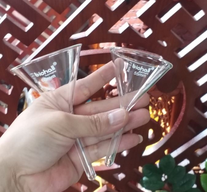 Phễu thủy tinh 75mm, hãng Biohall
