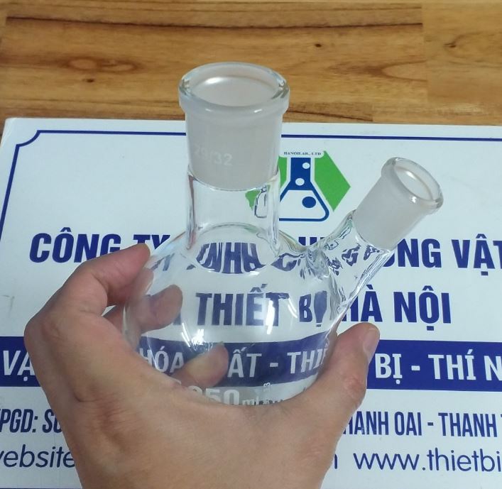 Bình cầu đáy bằng 250ml, 2 cổ nhám 24/29 và 14/23