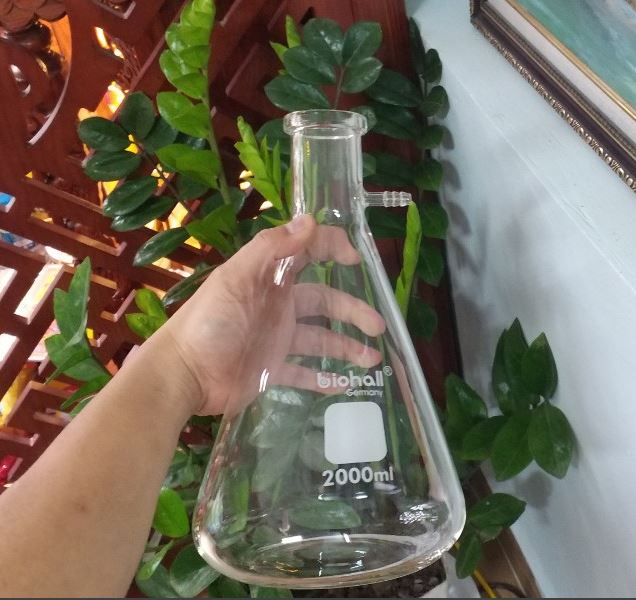 Bình tam giác có nhánh hút chân không 3000ml hãng Biohall-Germany