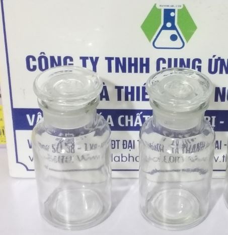 Chai thủy tinh trắng 5000ml nút mài miệng rộng đựng mẫu, hóa chất, hãng Onelab
