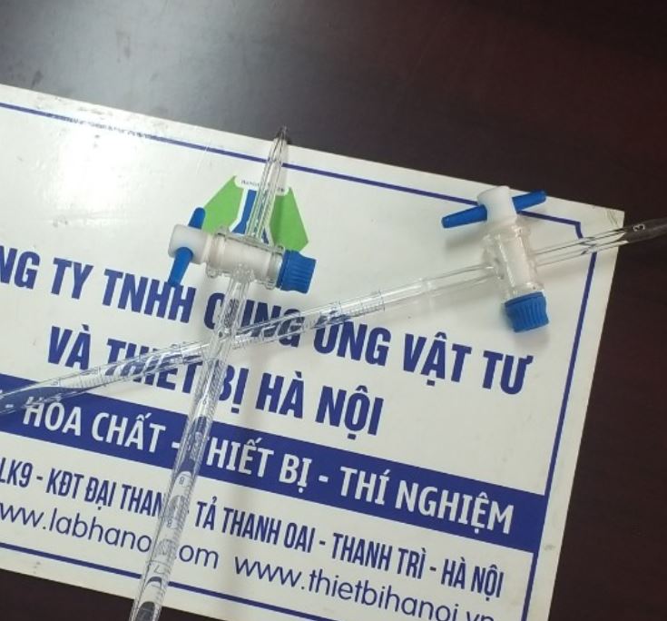 Buret thủy tinh trắng 50ml, khóa nhựa PTFE, hãng Biohall