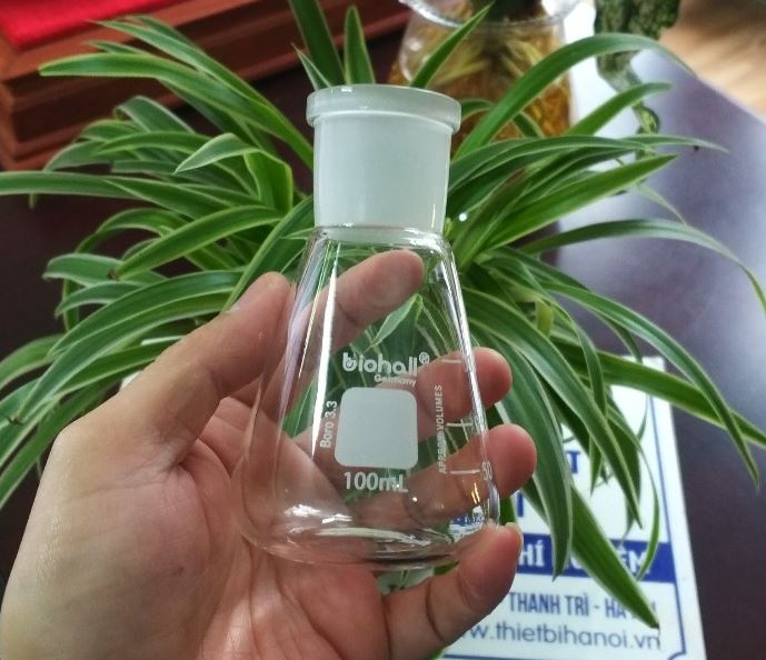Bình tam giác thủy tinh 100ml cổ nhám 24/29, hãng Biohall-Germany
