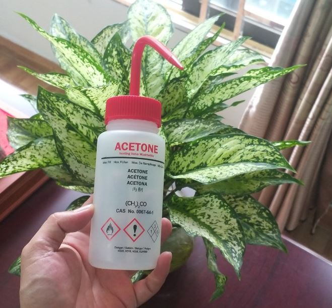 Bình tia nhựa miệng rộng 500ml, nhãn acetone, hãng Onelab
