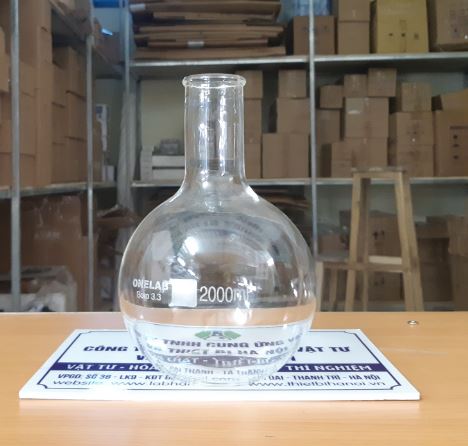 Bình cầu đáy bằng 2000ml, hãng Onelab