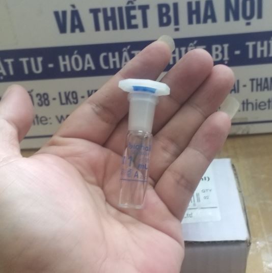 Bình định mức trắng 1ml, nút nhựa, hãng Biohall