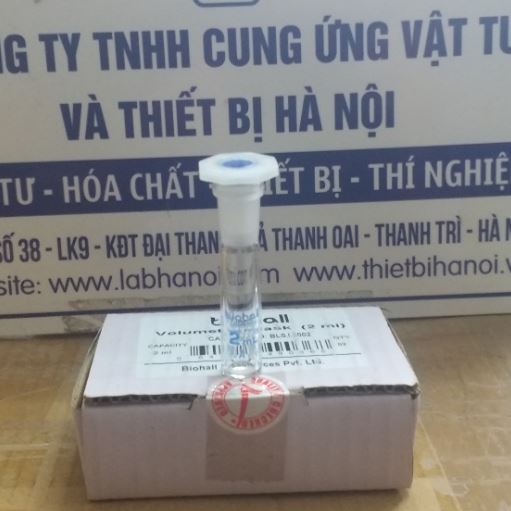 Bình định mức trắng 2ml, nút nhựa, hãng Biohall