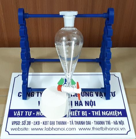 Bình lắng gạn 125ml khóa nhựa PTFE, hãng Onelab