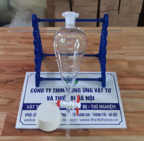 Bình lắng gạn 500ml khóa nhựa PTFE, hãng Onelab