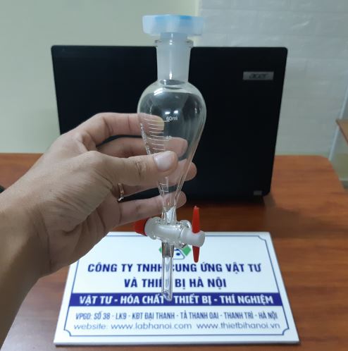 Bình lắng gạn 60ml, khóa nhựa PTFE, hãng Onelab