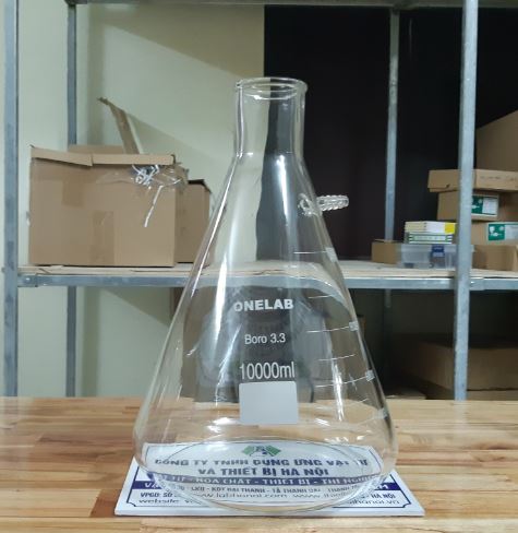 Bình tam giác có nhánh hút chân không 10000ml, hãng Onelab