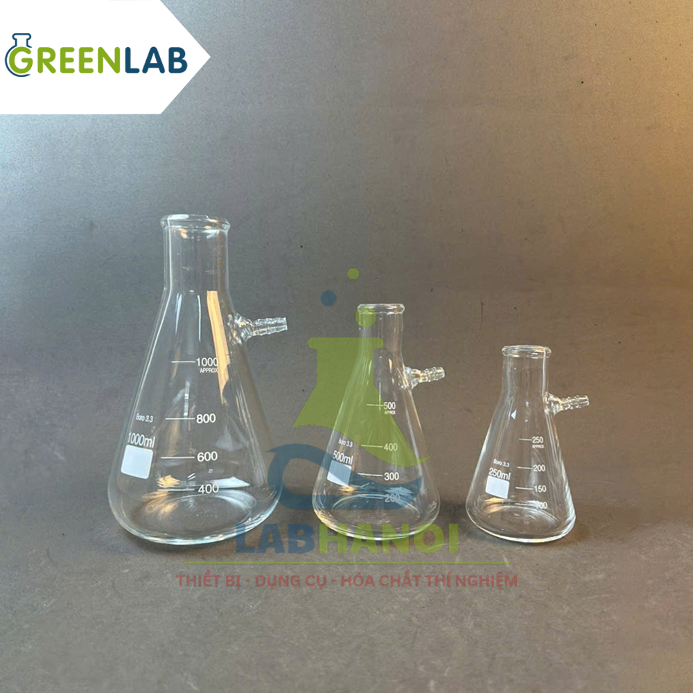 Bình tam giác có nhánh hút chân không 1000ml, hãng GreenLab