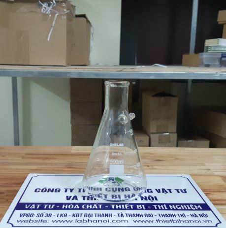 Bình tam giác có nhánh hút chân không 500ml, hãng Onelab