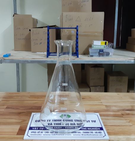 Bình tam giác thủy tinh 3000ml, hãng onelab