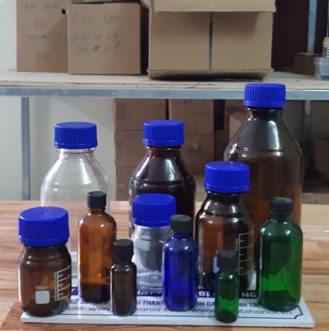 Chai trung tính nâu nắp vặn xanh, hãng Onleab