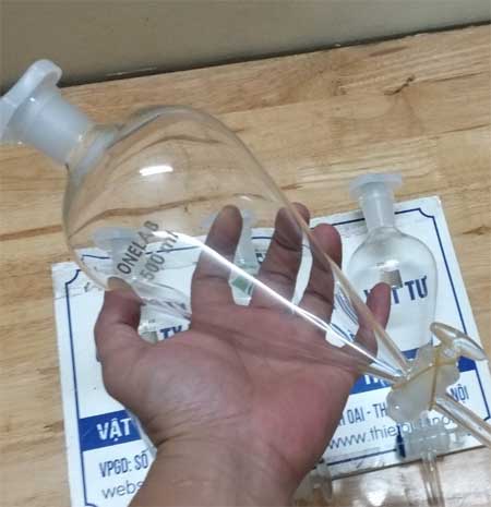 Phễu chiết quả lê khóa thủy tinh 1000ml, hãng Onelab