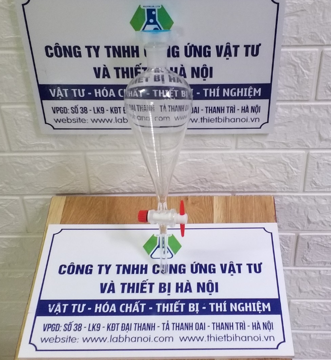 Phễu chiết quả lê 2000ml, khóa nhựa PTFE, chia vạch, hãng Onelab