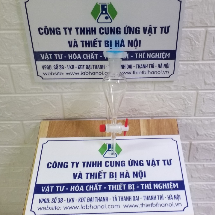 Phễu chiết quả lê 60ml, khóa nhựa PTFE, chia vạch, hãng Onelab